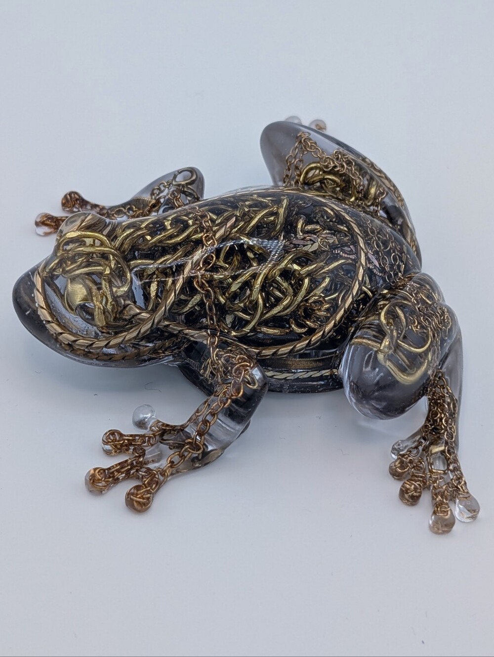 Handmade Chain Jewelry Frog Vintage Upcycled Decor Gift